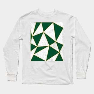 Why Grow// Abstract Geometric Green and White Pattern Long Sleeve T-Shirt